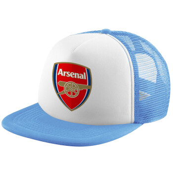 Arsenal, Καπέλο παιδικό Soft Trucker με Δίχτυ ΓΑΛΑΖΙΟ/ΛΕΥΚΟ (POLYESTER, ΠΑΙΔΙΚΟ, ONE SIZE)