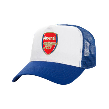 Arsenal, Καπέλο Ενηλίκων Structured Trucker, με Δίχτυ, ΛΕΥΚΟ/ΜΠΛΕ (100% ΒΑΜΒΑΚΕΡΟ, ΕΝΗΛΙΚΩΝ, UNISEX, ONE SIZE)