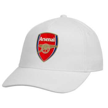 Arsenal, Καπέλο παιδικό Baseball, 100% Βαμβακερό, Λευκό