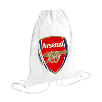 Arsenal, Τσάντα πλάτης πουγκί GYMBAG λευκή (28x40cm)