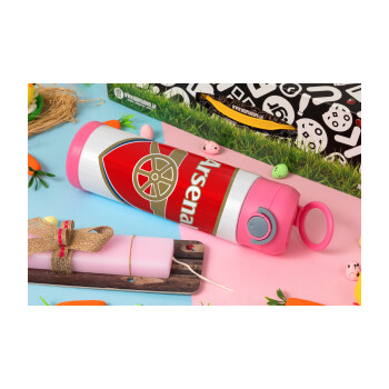 Arsenal, Easter candle, Childrens hot water bottle, stainless steel, with safety straw, PINK (500ml)