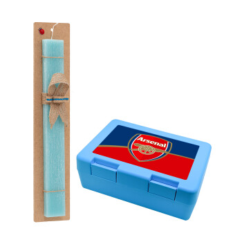 Arsenal, Easter Set, children's snack container BLUE & Easter aromatic flat candle (30cm) (TURQUOISE)