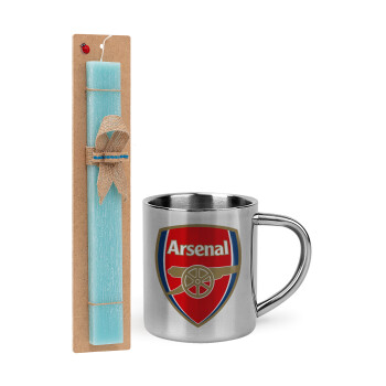 Arsenal, Πασχαλινό Σετ, μεταλλική κούπα θερμό (300ml) & πασχαλινή λαμπάδα αρωματική πλακέ (30cm) (ΤΙΡΚΟΥΑΖ)