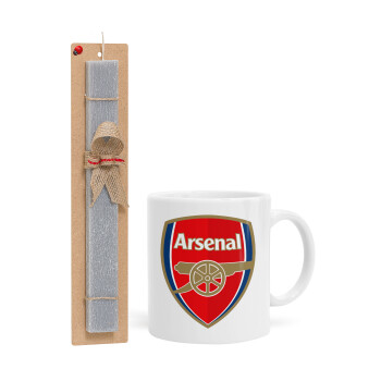 Arsenal, Πασχαλινό Σετ, Κούπα κεραμική (330ml) & πασχαλινή λαμπάδα αρωματική πλακέ (30cm) (ΓΚΡΙ)