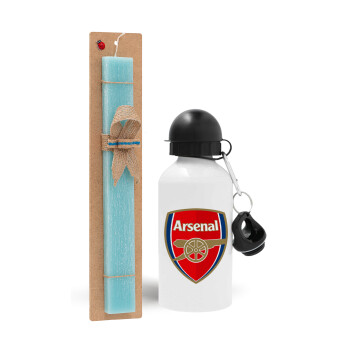 Arsenal, Easter Set, metallic aluminum water bottle (500ml) & scented flat candle (30cm) (TURQUOISE)