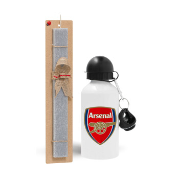 Arsenal, Πασχαλινό Σετ, παγούρι μεταλλικό  αλουμινίου (500ml) & πασχαλινή λαμπάδα αρωματική πλακέ (30cm) (ΓΚΡΙ)