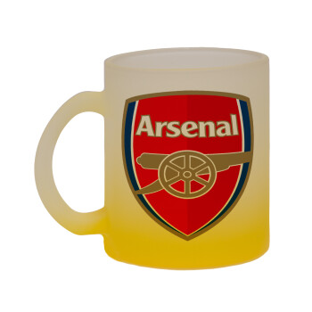 Arsenal, Κούπα γυάλινη δίχρωμη με βάση το κίτρινο ματ, 330ml