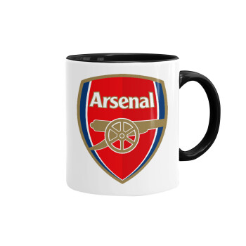 Arsenal, Κούπα χρωματιστή μαύρη, κεραμική, 330ml