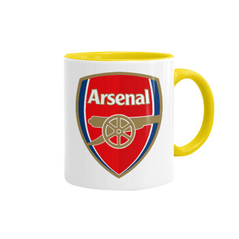 Arsenal, Κούπα χρωματιστή κίτρινη, κεραμική, 330ml