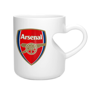 Arsenal, Κούπα καρδιά λευκή, κεραμική, 330ml