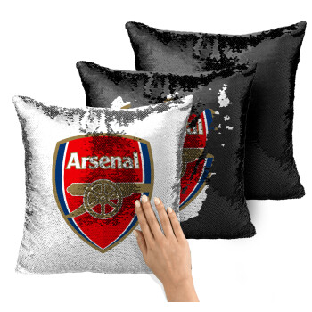 Arsenal, Μαξιλάρι καναπέ Μαγικό Μαύρο με πούλιες 40x40cm περιέχεται το γέμισμα