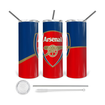 Arsenal, 360 Eco friendly stainless steel tumbler 600ml, with metal straw & cleaning brush