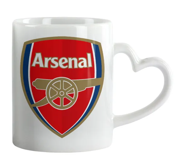 Arsenal — Κούπα καρδιά χερούλι λευκή, κεραμική, 330ml