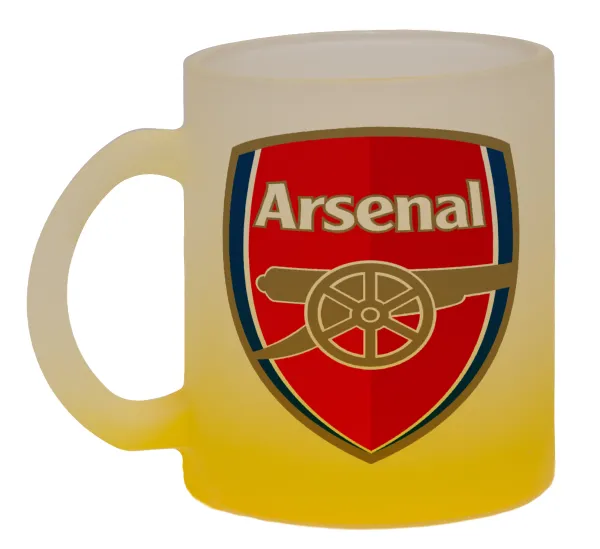 Arsenal — Κούπα γυάλινη δίχρωμη με βάση το κίτρινο ματ, 330ml
