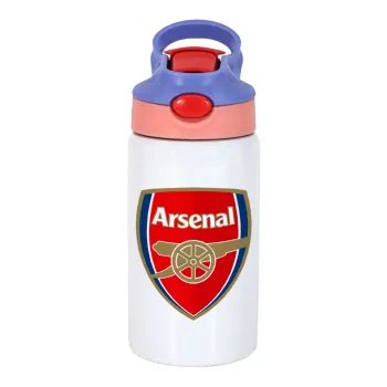 Arsenal, Children's hot water bottle, stainless steel, with safety straw, pink/purple (350ml)