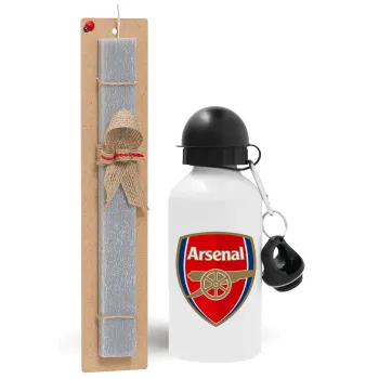 Arsenal, Πασχαλινή Λαμπάδα με παγούρι μεταλλικό  αλουμινίου (500ml) & κερί αρωματικό πλακέ (30cm) (ΓΚΡΙ)