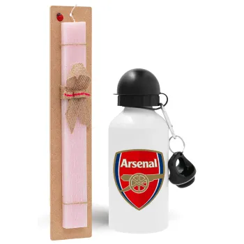 Arsenal, Easter Set, metallic aluminum bottle (500ml) & aromatic flat Easter candle (30cm) (PINK)