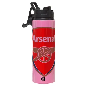 Arsenal, Metallic water bottle with safety lid, 850ml aluminum
