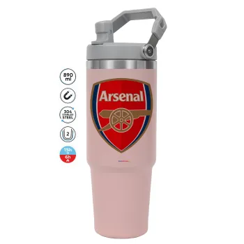 Arsenal, Pink color, 890ml (30oz) stainless Steel Tumbler with Handle