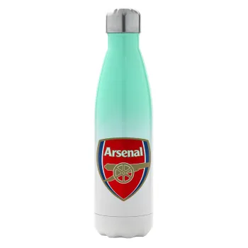 Arsenal, Μεταλλικό παγούρι θερμός Πράσινο/Λευκό (Stainless steel), διπλού τοιχώματος, 500ml