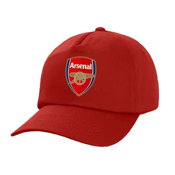 Arsenal, Καπέλο παιδικό Baseball, 100% Βαμβακερό Twill, Κόκκινο (ΒΑΜΒΑΚΕΡΟ, ΠΑΙΔΙΚΟ, UNISEX, ONE SIZE)