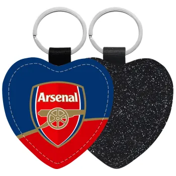 Arsenal, Μπρελόκ PU δερμάτινο glitter καρδιά ΜΑΥΡΟ