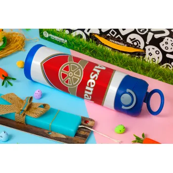 Arsenal, Easter candle, Childrens hot water bottle, stainless steel, with safety straw, BLUE (500ml)