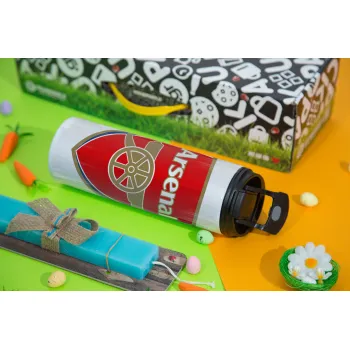 Arsenal, Πασχαλινή Λαμπάδα με Travel Tumbler θερμό με διπλό καπάκι (600ml, BPA free) & κερί αρωματικό πλακέ (30cm) (ΤΙΡΚΟΥΑΖ)