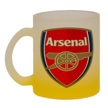 Arsenal, Κούπα γυάλινη δίχρωμη με βάση το κίτρινο ματ, 330ml