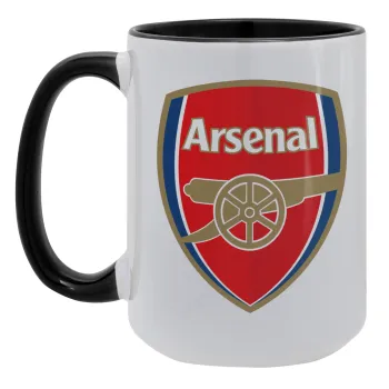 Arsenal, Κούπα Mega 15oz, κεραμική Μαύρη, 450ml