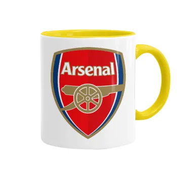 Arsenal, Κούπα χρωματιστή κίτρινη, κεραμική, 330ml