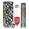 Easter candle, metallic white thermos bottle (500ml) & aromatic flat candle (30cm) (GRAY)