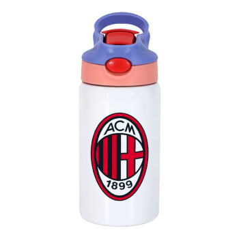 ACM, Παιδικό παγούρι θερμό, ανοξείδωτο, με καλαμάκι ασφαλείας, ροζ/μωβ (350ml)