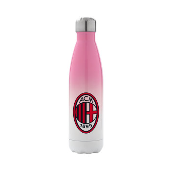 ACM, Metal mug thermos Pink/White (Stainless steel), double wall, 500ml
