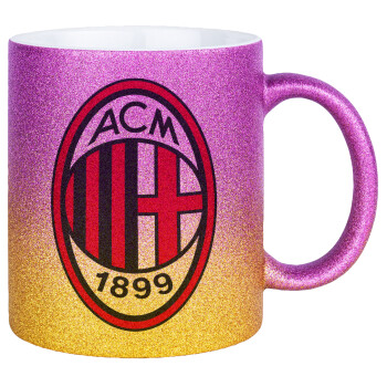 ACM, Κούπα Χρυσή/Ροζ Glitter, κεραμική, 330ml