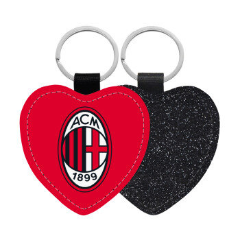 ACM, Μπρελόκ PU δερμάτινο glitter καρδιά ΜΑΥΡΟ