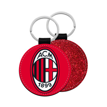 ACM, Μπρελόκ Δερματίνη, στρογγυλό ΚΟΚΚΙΝΟ (5cm)