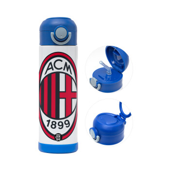 ACM, Παιδικό παγούρι θερμό, ανοξείδωτο, με καλαμάκι ασφαλείας, ΜΠΛΕ (500ml)