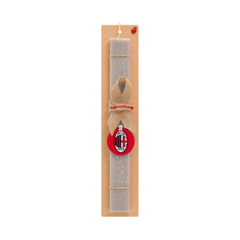 ACM, Πασχαλινό Σετ, ξύλινο μπρελόκ & πασχαλινή λαμπάδα αρωματική πλακέ (30cm) (ΓΚΡΙ)