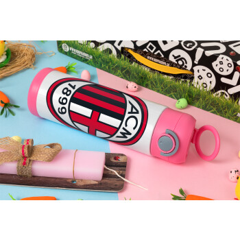 ACM, Easter candle, Childrens hot water bottle, stainless steel, with safety straw, PINK (500ml)