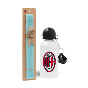 ACM, Easter Set, metallic aluminum water bottle (500ml) & scented flat candle (30cm) (TURQUOISE)