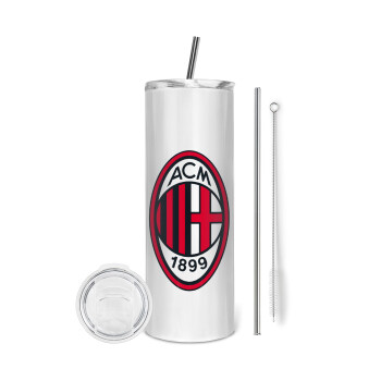 ACM, Tumbler ποτήρι θερμό από ανοξείδωτο ατσάλι 600ml, με μεταλλικό καλαμάκι & βούρτσα καθαρισμού