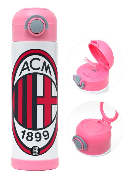 ACM — Children's hot water bottle, stainless steel, with safety straw, PINK (500ml)