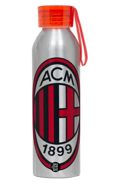 ACM — Αλουμινένιο Αθλητικό Μπουκάλι 650ml – Ασημί με Κόκκινο Καπάκι και Λουράκι Σιλικόνης