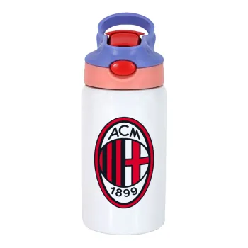 ACM, Children's hot water bottle, stainless steel, with safety straw, pink/purple (350ml)