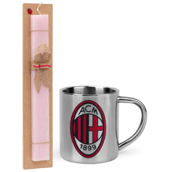 ACM, Easter Set, metallic thermal cup (300ml) & aromatic flat Easter candle (30cm) (PINK)