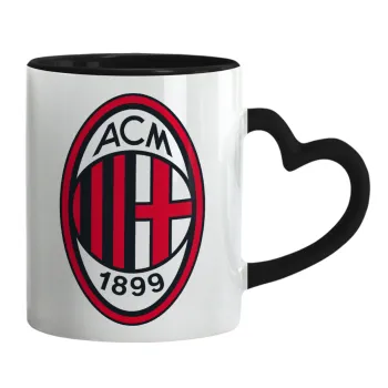 ACM, Κούπα καρδιά χερούλι μαύρη, κεραμική, 330ml