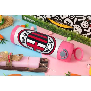 ACM, Easter candle, Childrens hot water bottle, stainless steel, with safety straw, PINK (500ml)