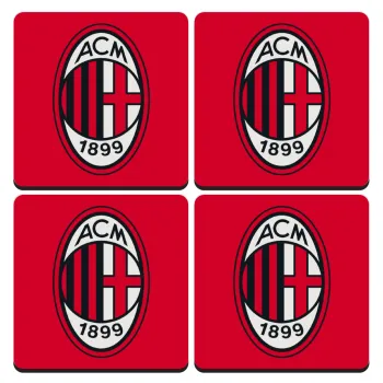 ACM, ΣΕΤ 4 Σουβέρ ξύλινα τετράγωνα (9cm)