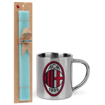ACM, Easter Set, metallic thermal cup (300ml) & aromatic flat Easter candle (30cm) (TURQUOISE)